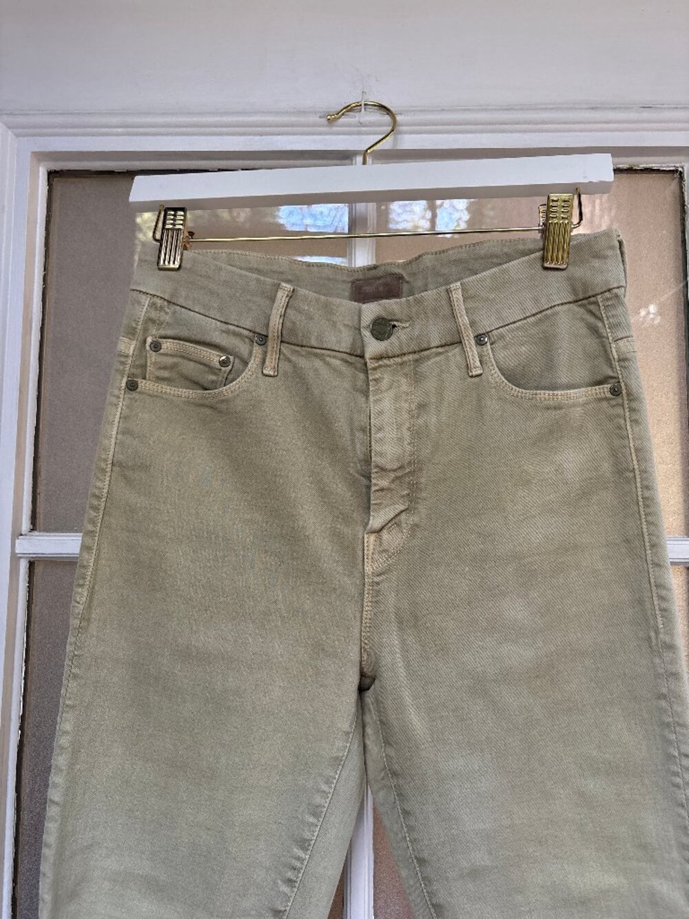 MOTHER High Waisted Looker Fray Jeans – Size 28 – Olive Green - Picture 9 of 14